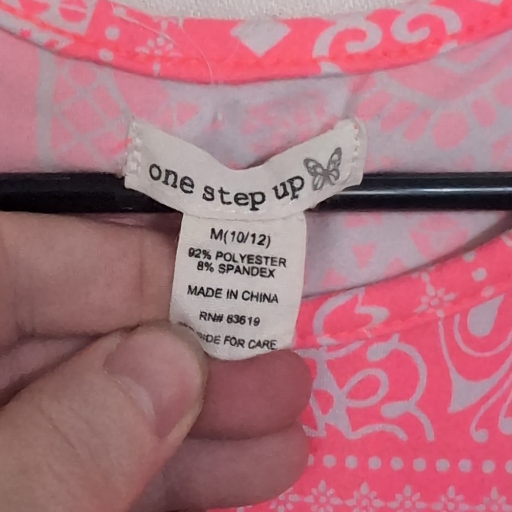One Step Up Girl's Neon Pink White Mandala Print Sleeveless Maxi Dress Size Med - Picture 2 of 4